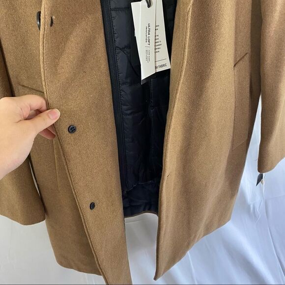 DKNY Men’s Wool Blend Coat Removable Quilted Bib Camel - Picture 5 of 10